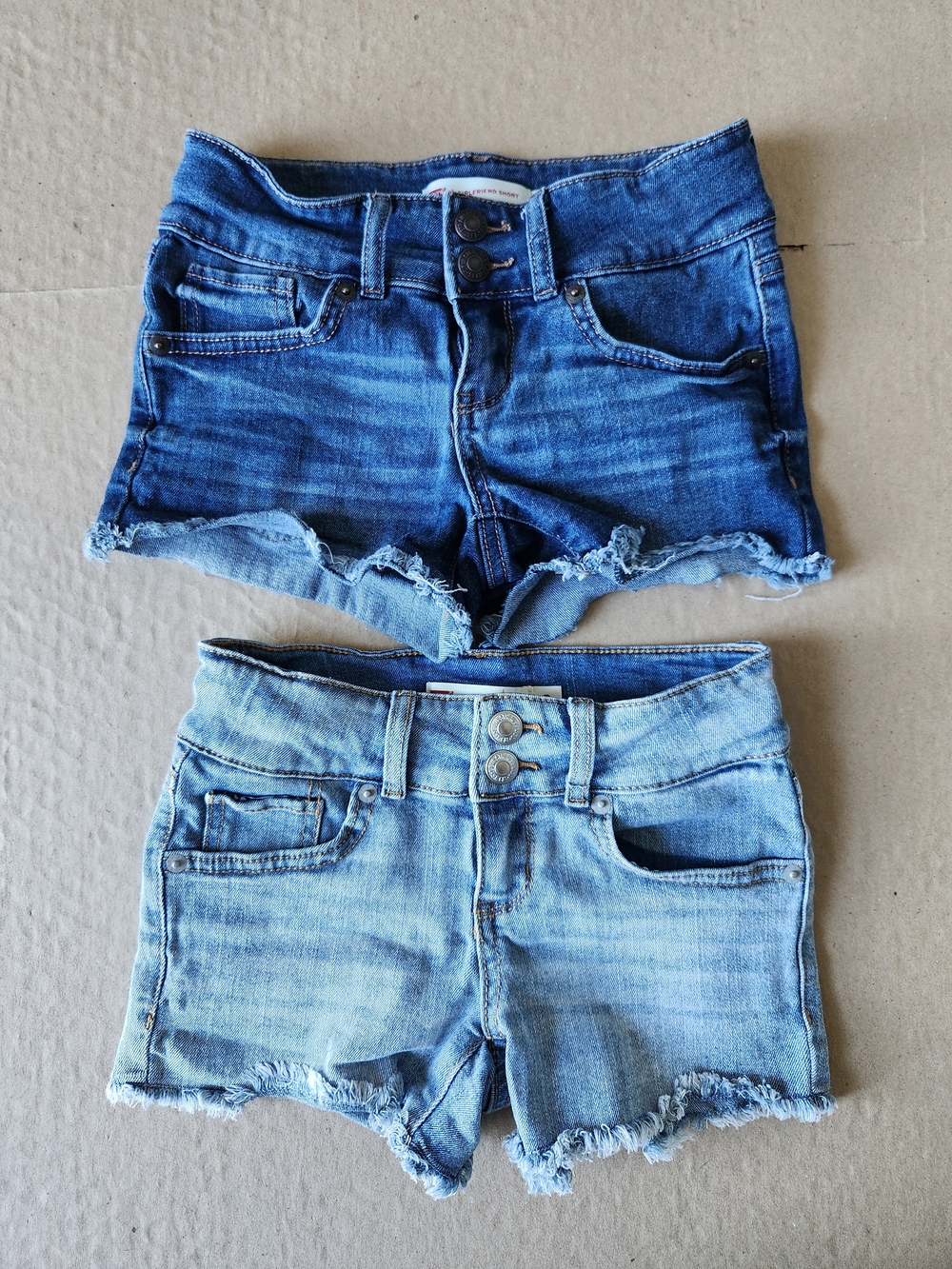 Levi's Girls Denim Shorts in Dark Blue and Light Blue